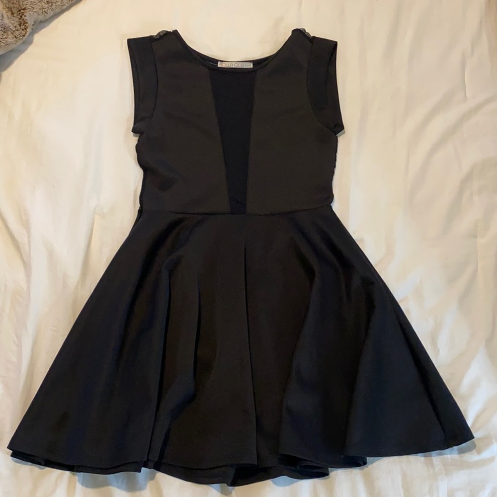Black Skater Dress with Mesh Back